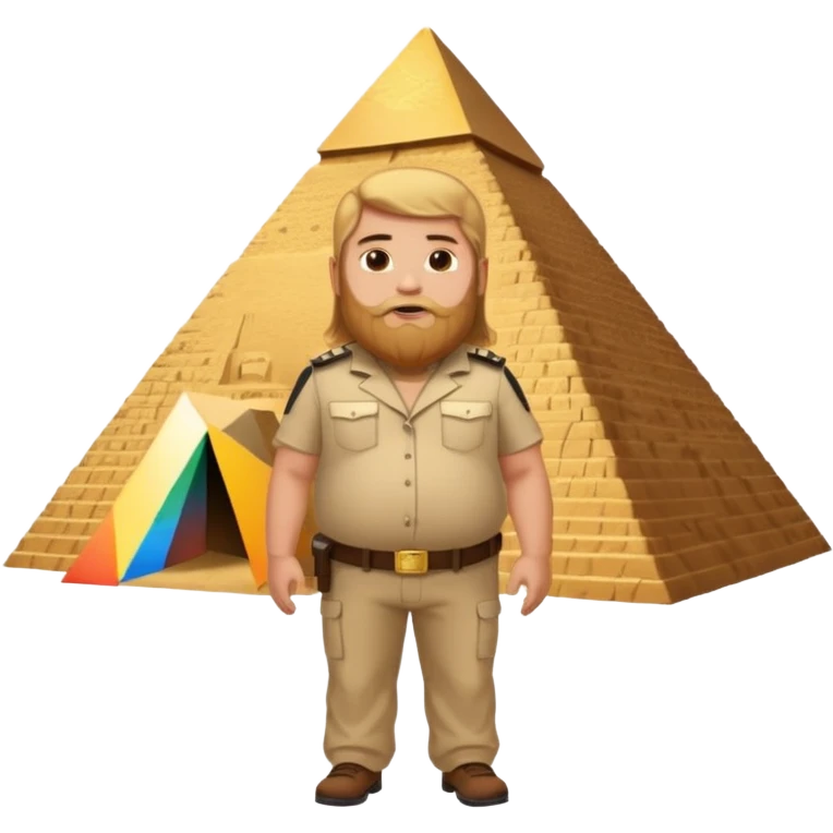 fat male blond reddish long hair agent with three-day-beard in egypt with pyramid. emoji