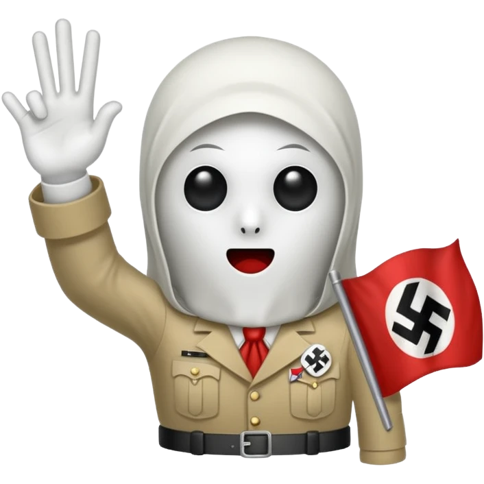 A ghost siéging heil with nazi band on arm emoji