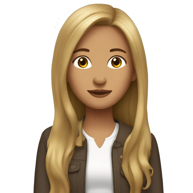 Brunette girl with long hair and blonde doxie emoji