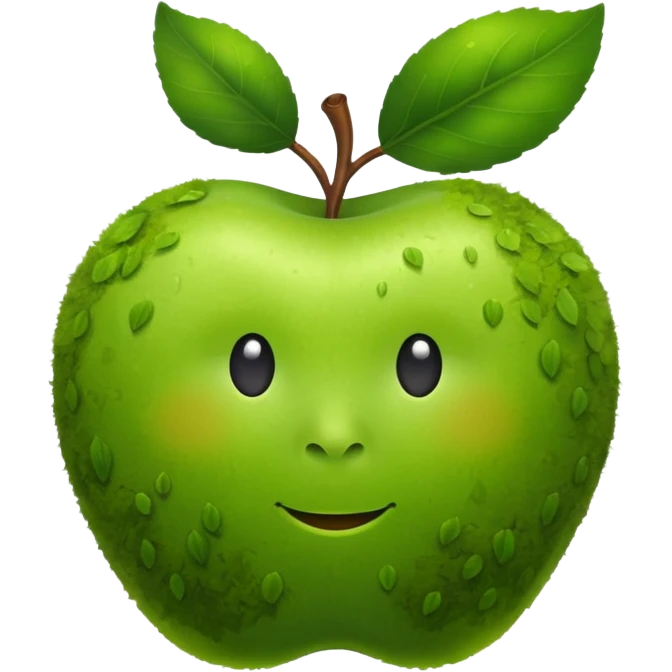 теперь это яблоко сделай пушистым как мох  зеленого цвета emoji