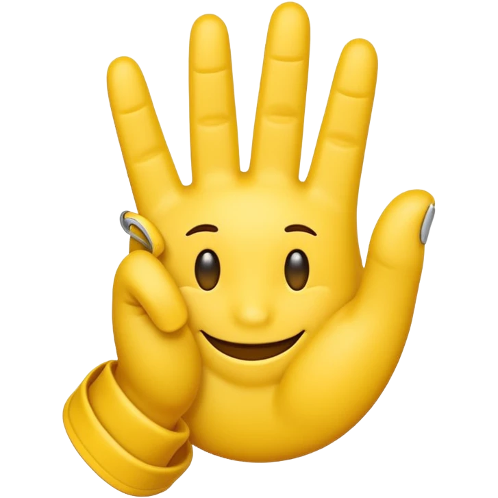 Make me an emoji of a hand with 2 fingers ni a zipped all yellow emoji