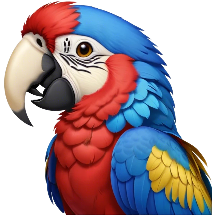 Cinematic Realistic Cute Yawning Macaw Portrait Emoji, Head tilted slightly with a dramatic, wide-open yawn, showcasing a soft, downy arrangement of vivid scarlet and blue feathers with gently drooping features and half-closed, drowsy eyes, rendered with lifelike feather detail and natural lighting, high shine, relaxed yet expressive, styled with a dash of tropical whimsy, soft glowing outline, capturing the essence of a sleepy yet affectionate macaw that appears ready to rest its wings in a quiet, enchanted moment! emoji