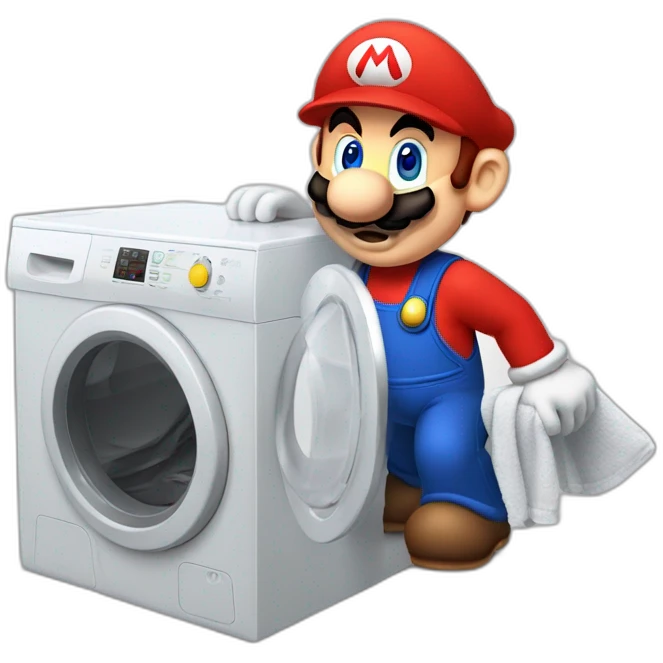 Mario qui répare un lave linge  emoji