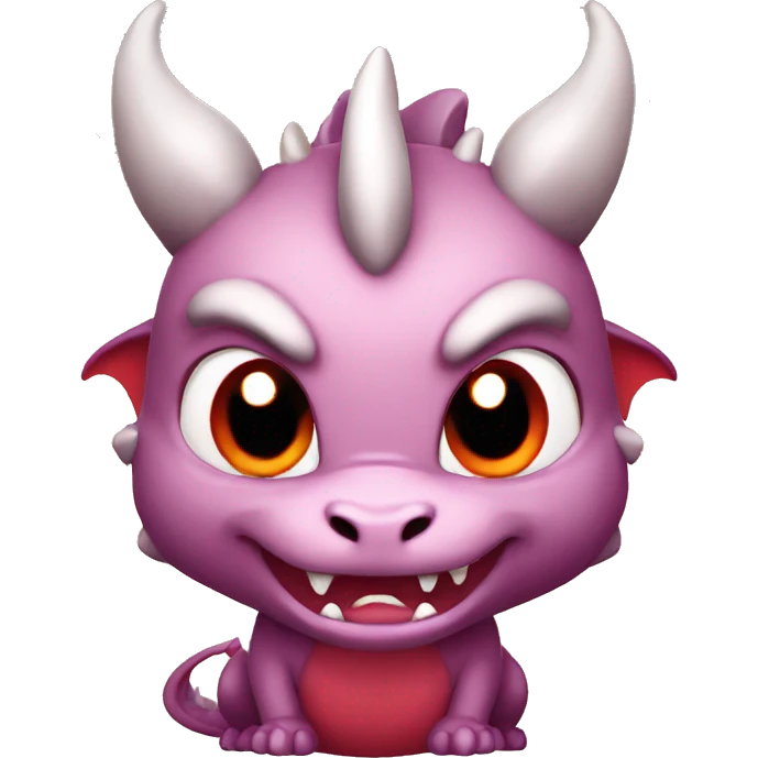 cute red dragon angry expression, chibi emoji