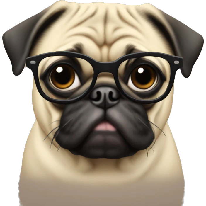 Pug with glasses emoji