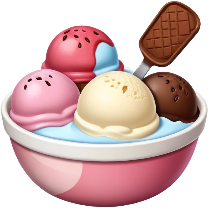 Neapolitan ice cream scoops in a bowl emoji