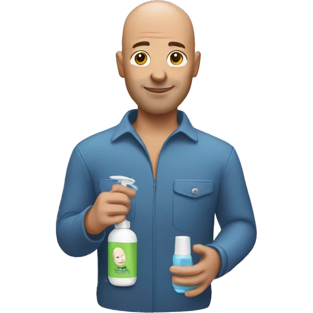 Bald man holding a shampoo emoji