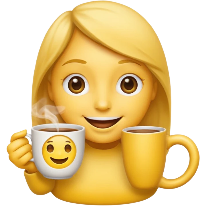 yellow emoji face, wide side eye, sipping tea emoji