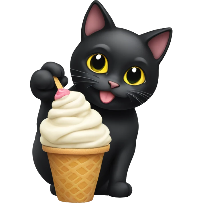 Black cat eating ice cream  emoji
