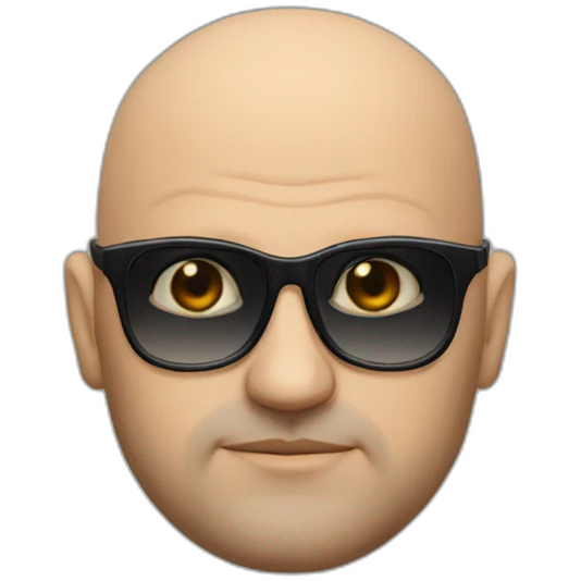 bald guy dark glasses, mafia boss emoji