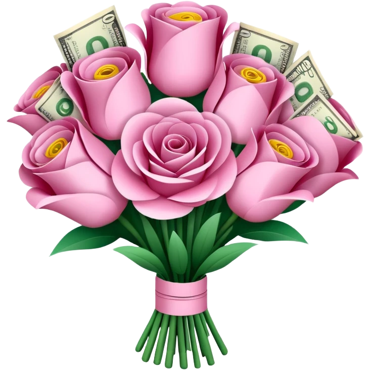 big pretty pink bouquet made of money emoji