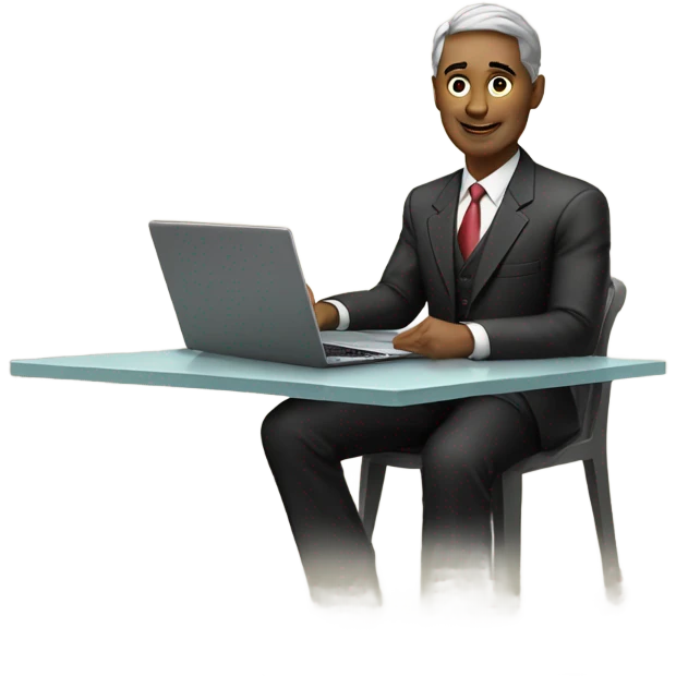 Patent lawyer at table in conference room emoji