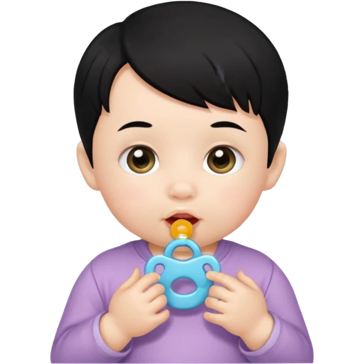 a black hair baby with pacifier emoji