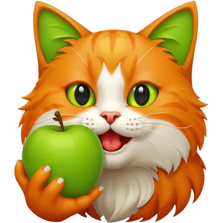 cat with an apple in its mouth, playful, no text emoji