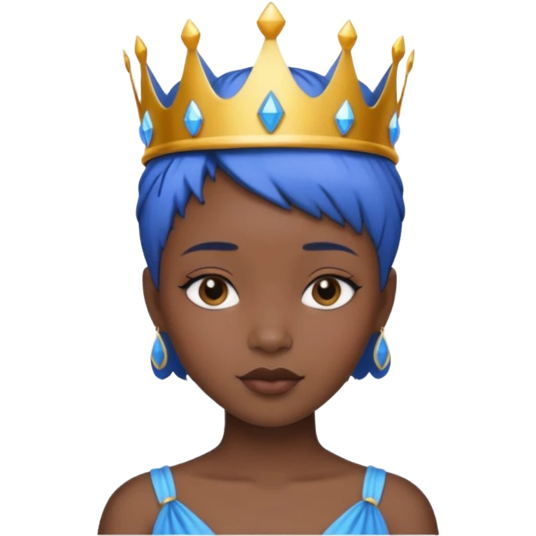 black girl blue short hair princess  emoji