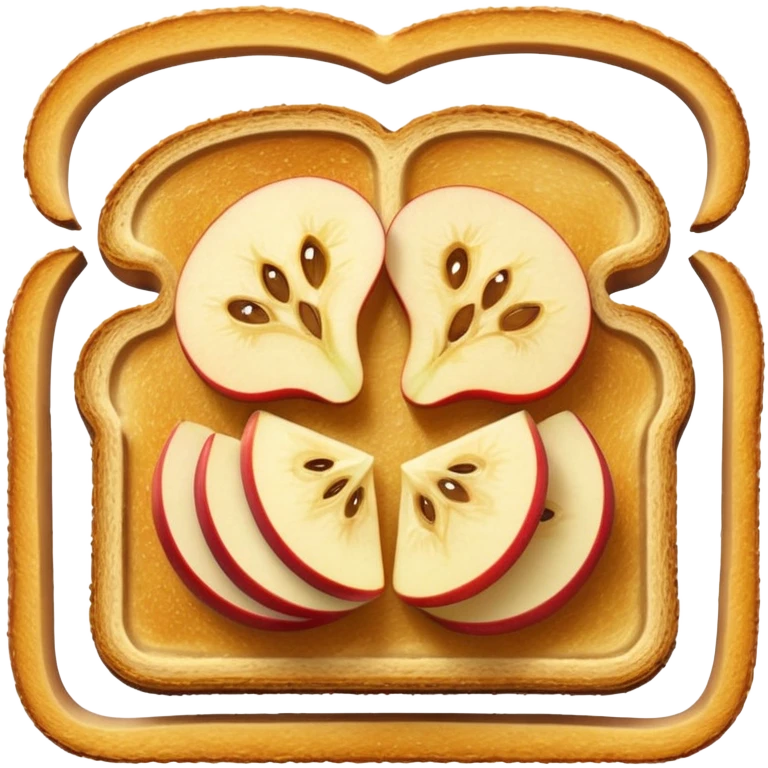 toast with thick apple slices on top, simple shading, emoji style, no text emoji