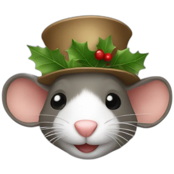 rat chapeau de noel emoji