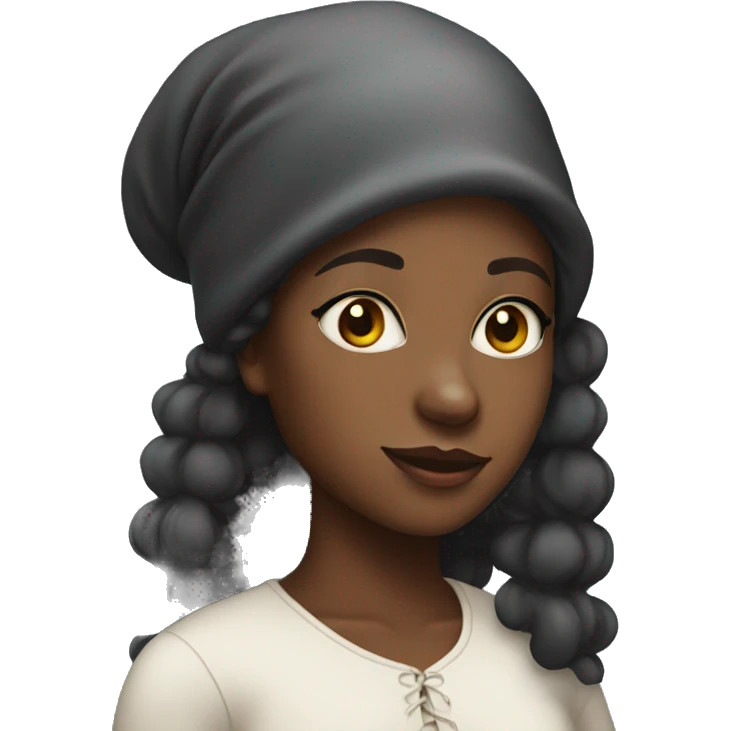 Black girl with bonnet on her head  emoji