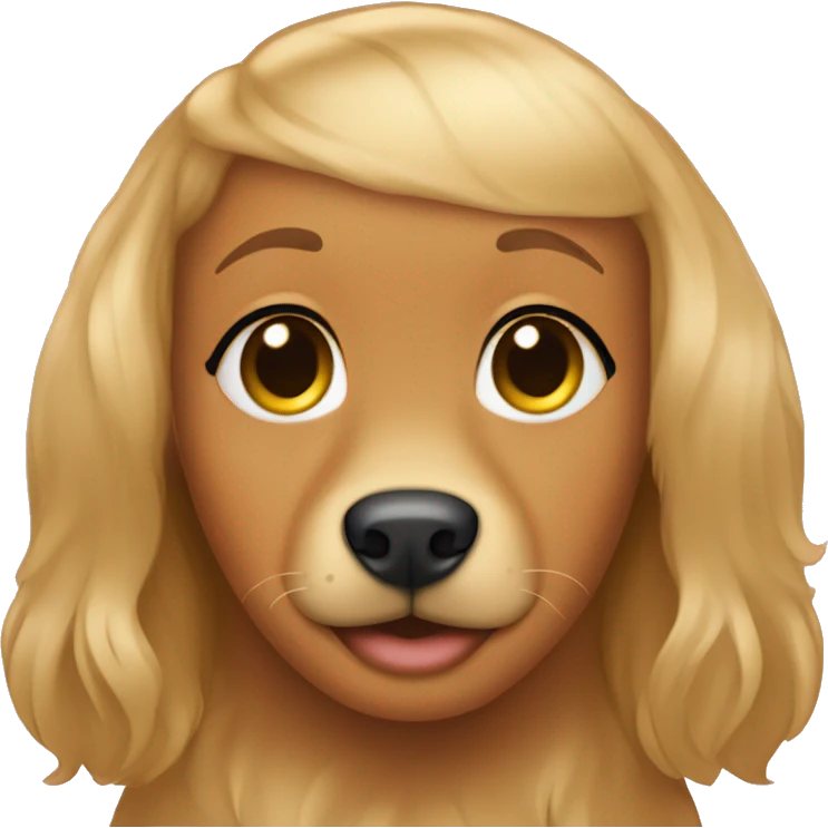 Tanned skin girl with golden retriever emoji