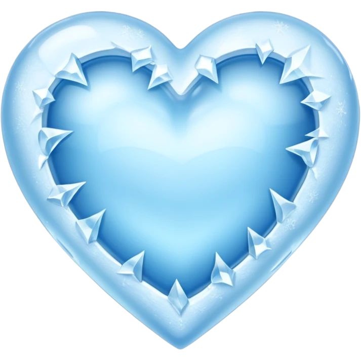 a solid ice blue heart covered in frost as though it was frozen. emoji