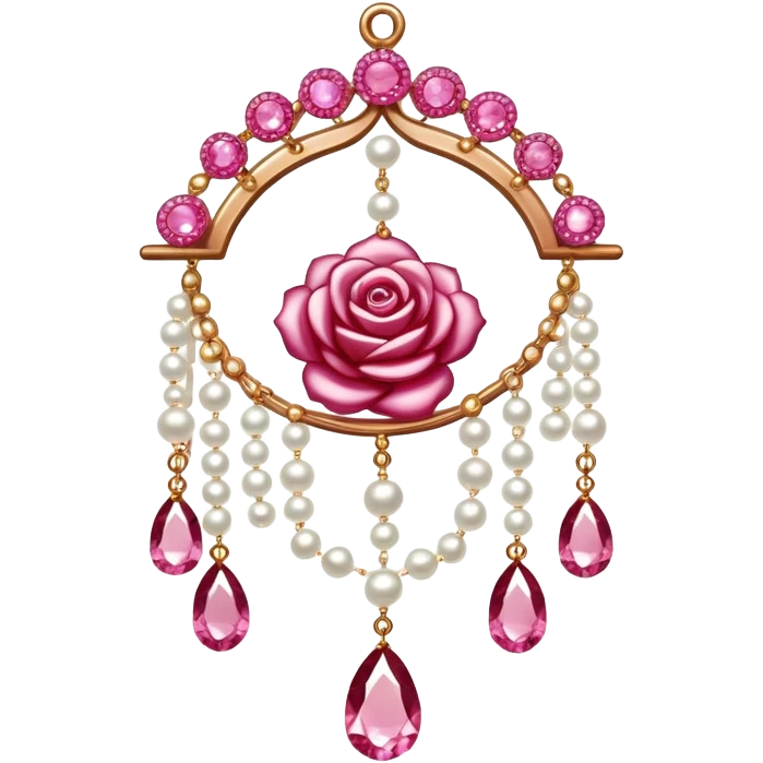 Rose-colored pastel glistening glossy sparkly shiny glittery hanging crystals pearls and beads and gemstones decorations emoji