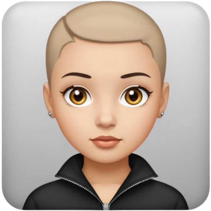 HAZEL EYES BLACK BUZZ CUT LIGHT SKIN ROUND FACE GIRL emoji