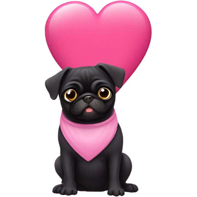 Black pug in a pink heart emoji