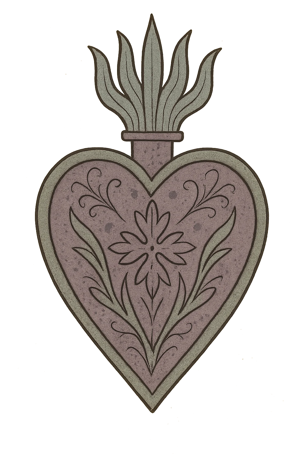 purple heart, illuminated manuscript style, medieval art style, no text emoji