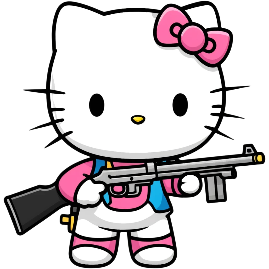 hello kitty with gun emoji