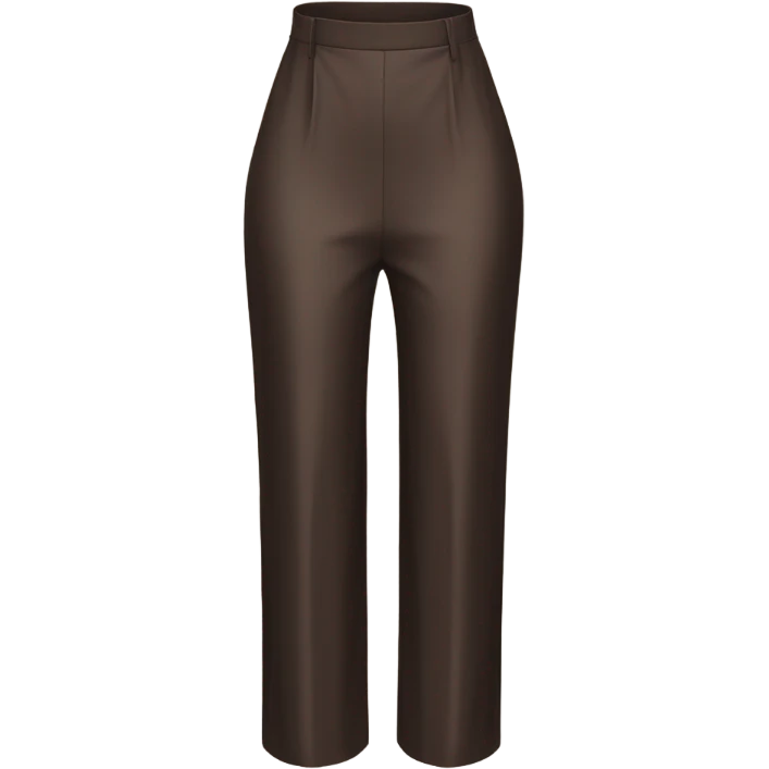 high waist long wide leg dressy casual pants in shiny Dark Brown material emoji