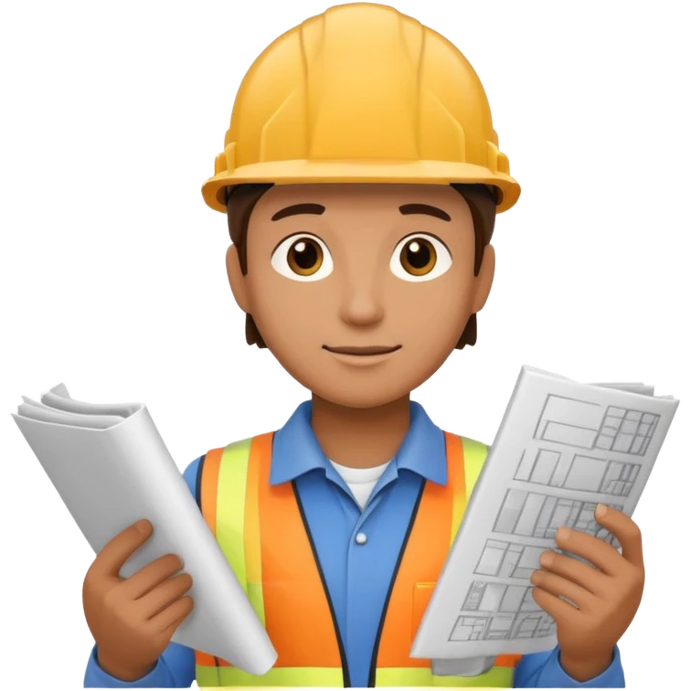 thinking construction worker that holds architecture plan emoji