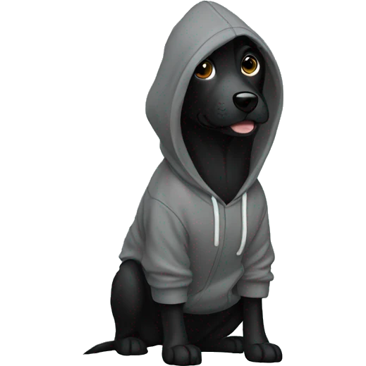 black dog wearing a hoodie emoji