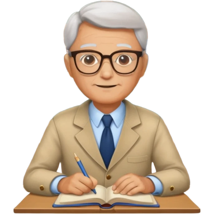 old male Librarian in foreign countries with glasses and librarian uniform sitting in library infront of bookshelf emoji