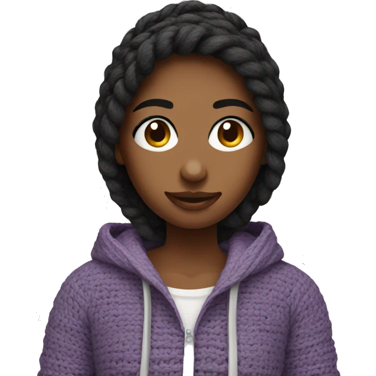Girl crocheting a hoodie emoji