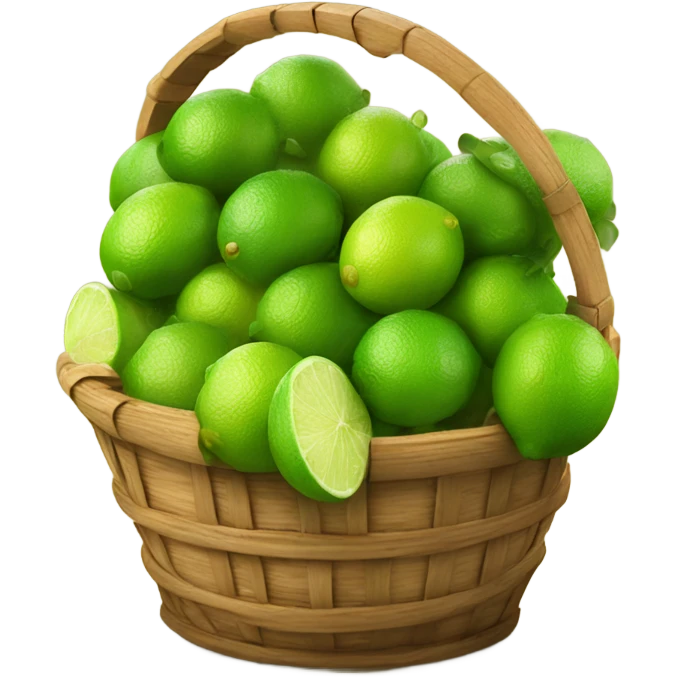 Limes falling out of a wooden basket emoji