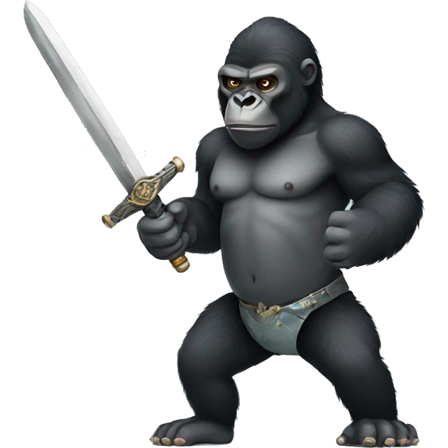 Gorilla holding a sword emoji