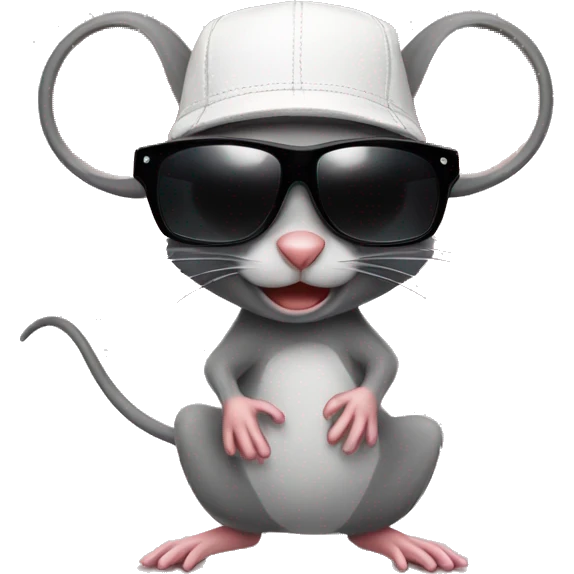 Skating mouse small ears sunglasses and hat emoji