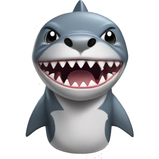 Grey staffy shark costume angry emoji