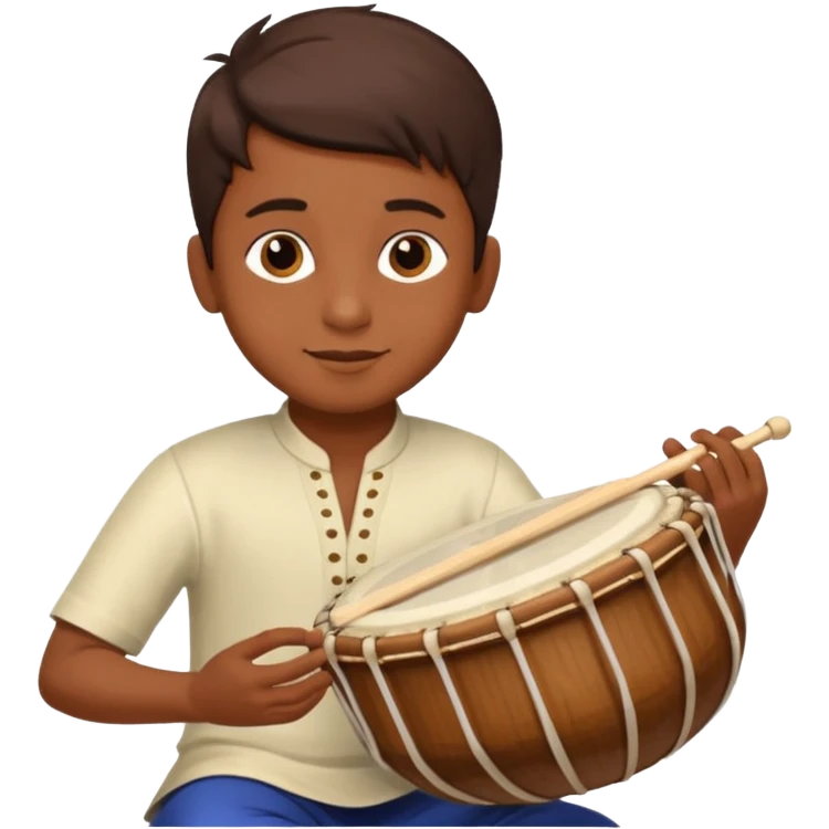 Boy playing tabla an indian music instrument  emoji