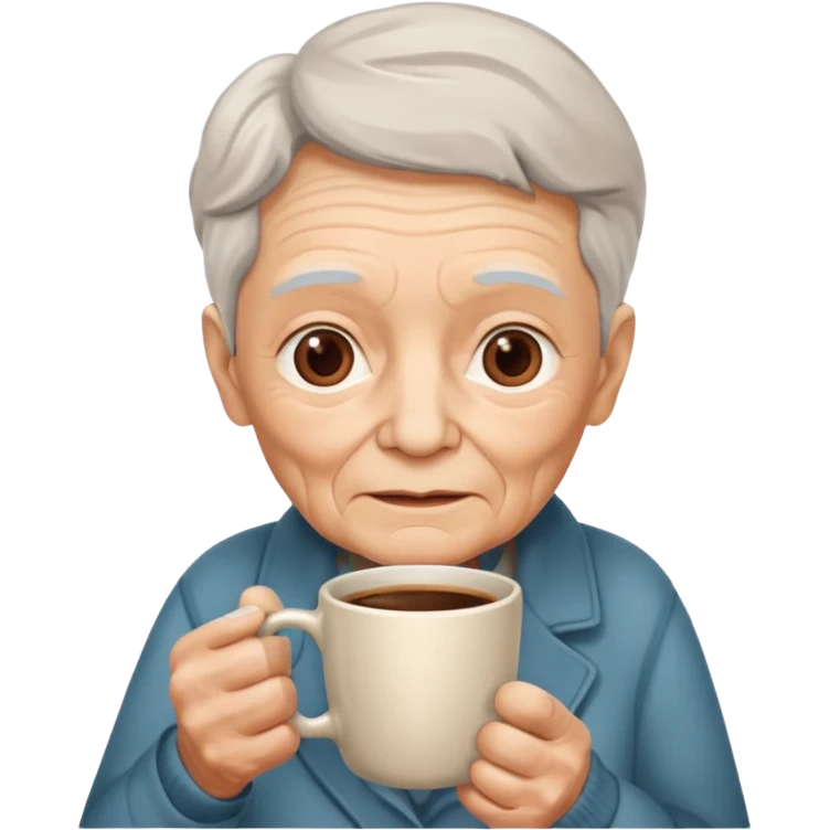 elderly with coffee emoji