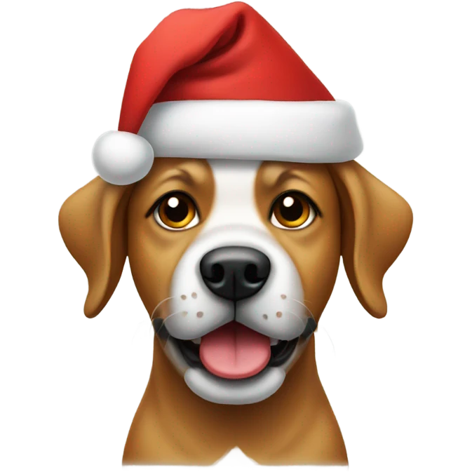 Dog wearing a Santa hat emoji