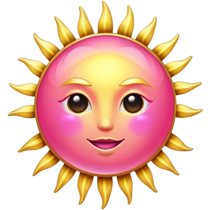 sun looking eye, gowing sun gold pink emoji