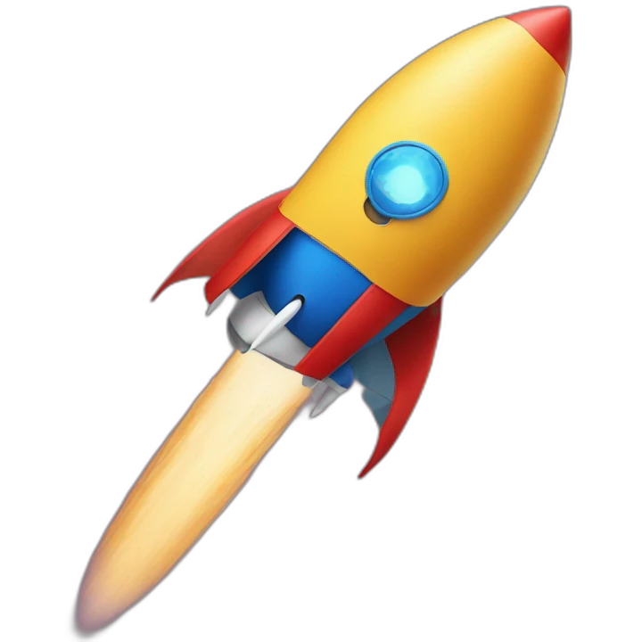 person dressed with a superhero cape but without mask is riding on a rocket emoji
