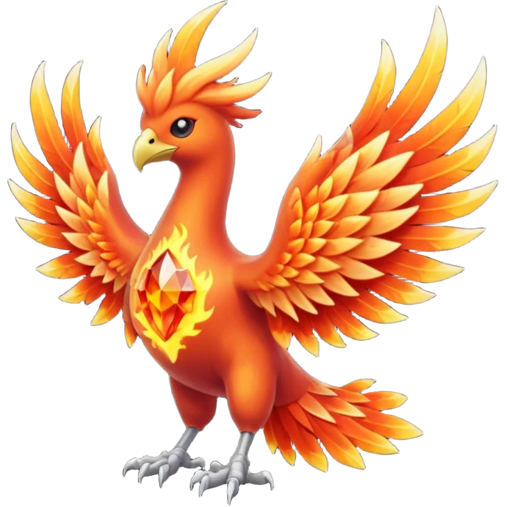 Pokemon legendary laranja and red crystal moltres emoji