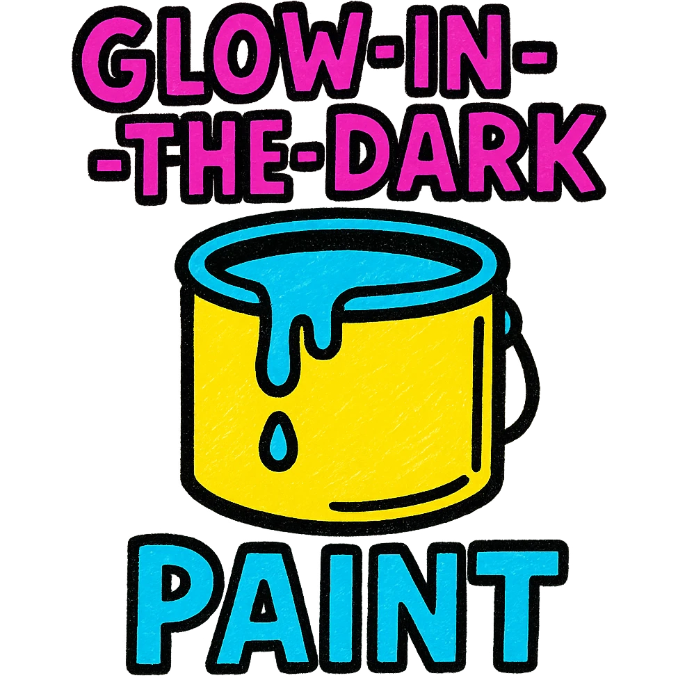 Glow-in-the-dark paint logo, glowing paint can emoji