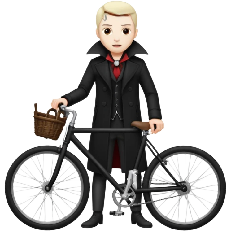 vampire stand back of the bicycle. emoji