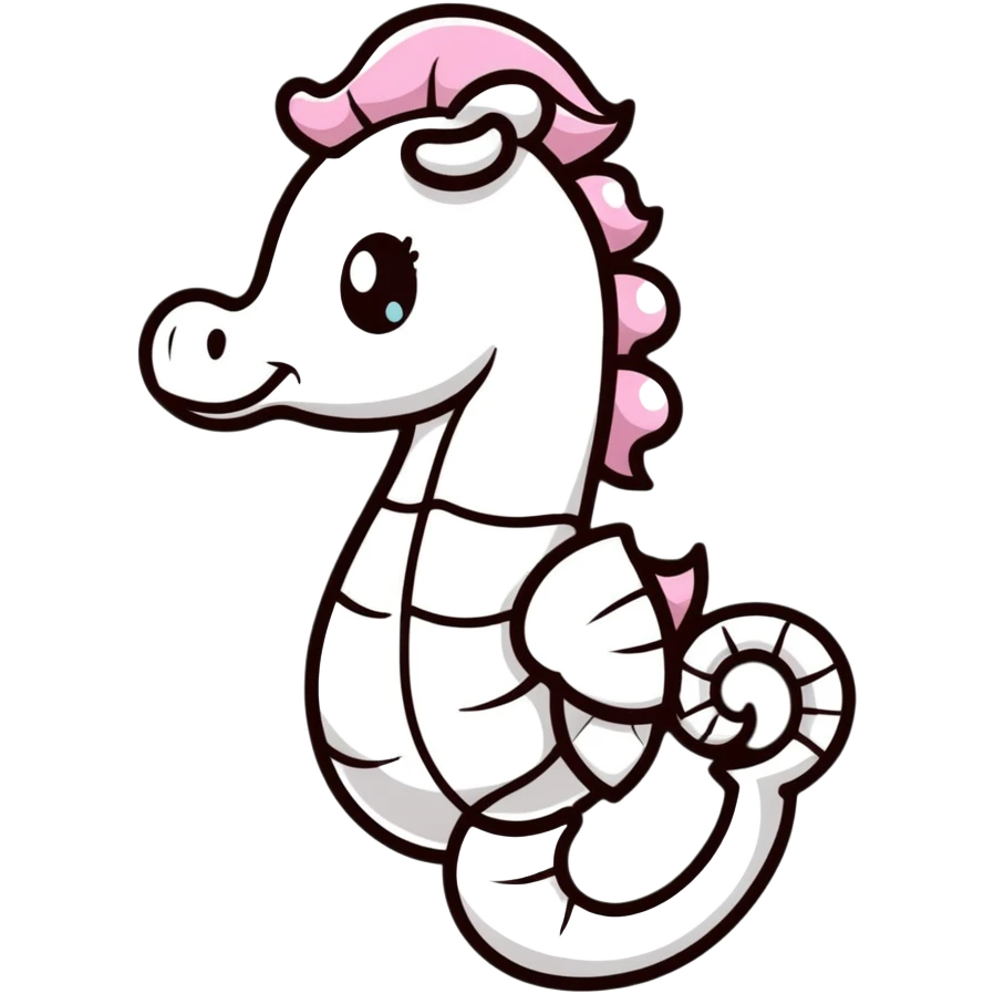 A cute white seahorse swimming emoji