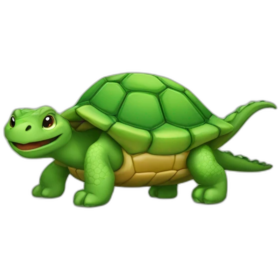 Ça sur une tortue qui est sur un dragon emoji