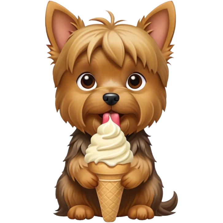 Yorkshire terrier eating icecream emoji