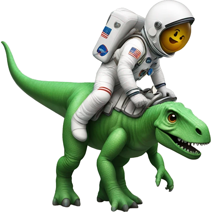 Astronaut riding a dinosaur  emoji
